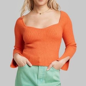 Wild Fable Orange Sweater! Scalloped Neckline!